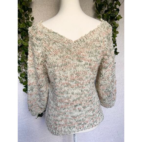 Vintage Ann Stevens Pastel Acrylic Chunky Knit V Neck Sweater Women's Small - Picture 9 of 10